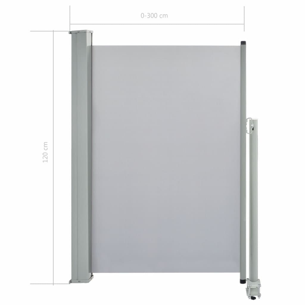 Patio Retractable Side Awning 120 x 300 cm Grey