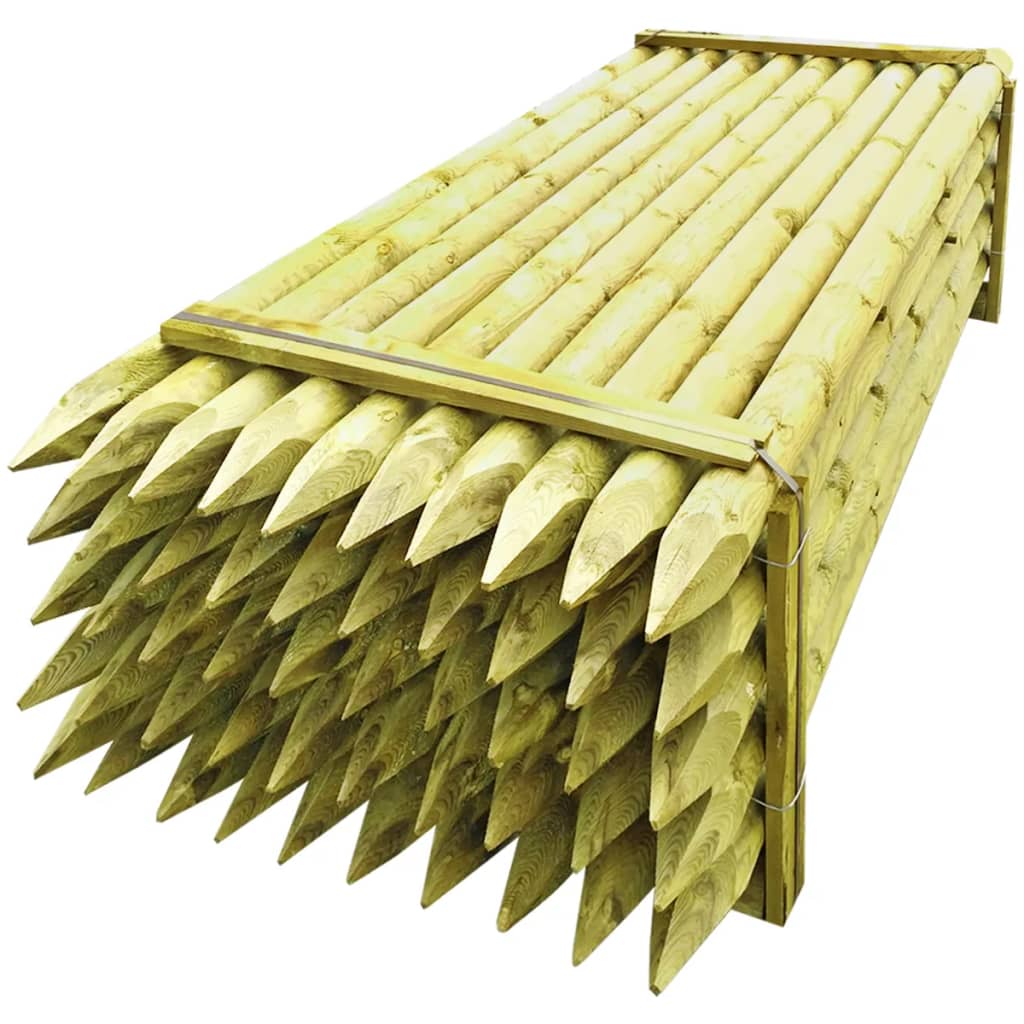 Pointed Fence Posts 50 pcs Impregnated Wood 10x240 cm