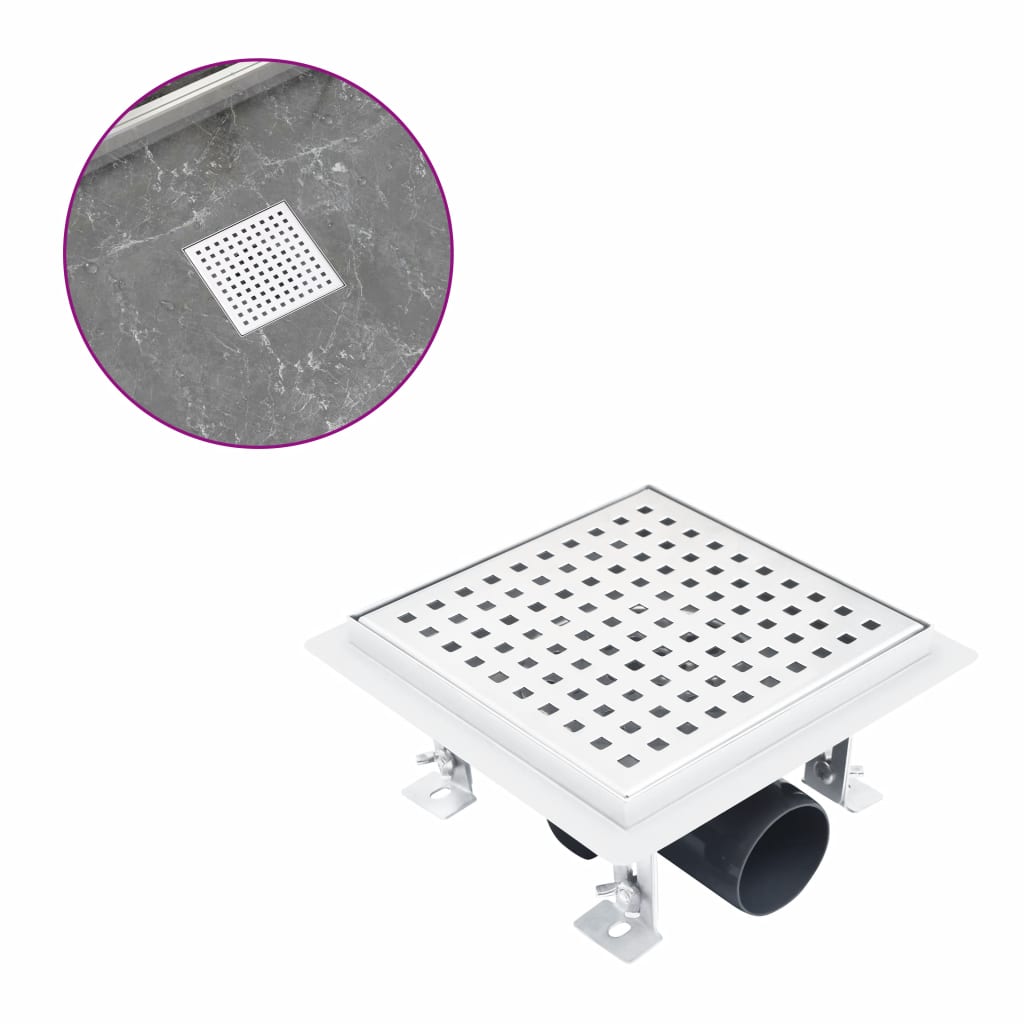 Shower Drain 15x15 cm Stainless Steel