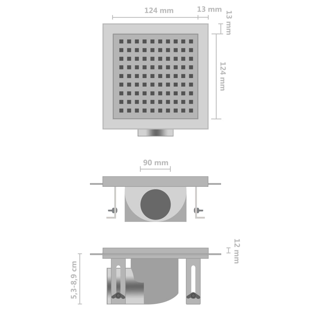 Shower Drain 15x15 cm Stainless Steel