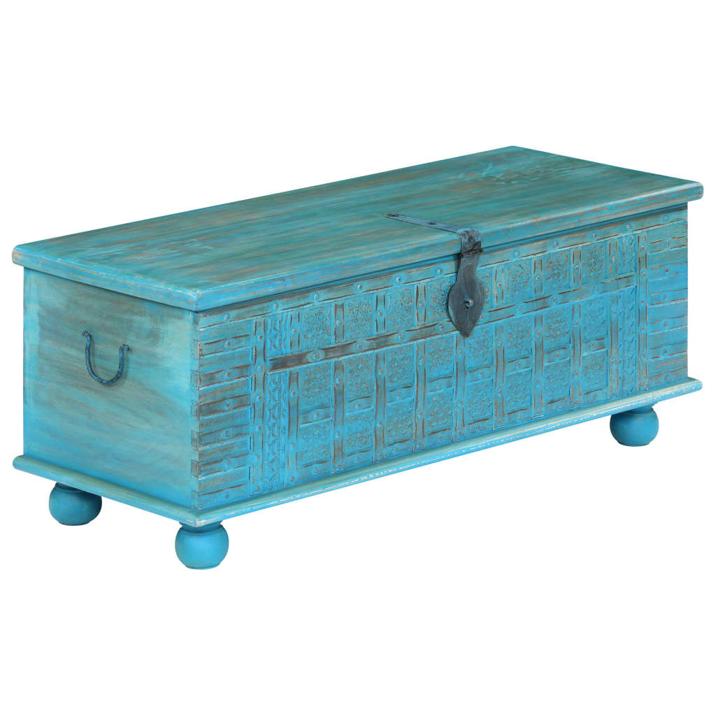 Storage Chest Solid Mango Wood Blue 100x40x41 cm