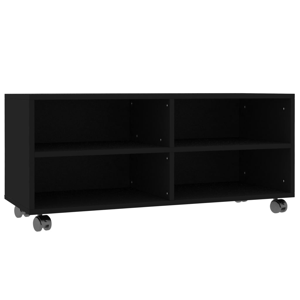 TV with Castors Black 90x35x35 cm Chipboard