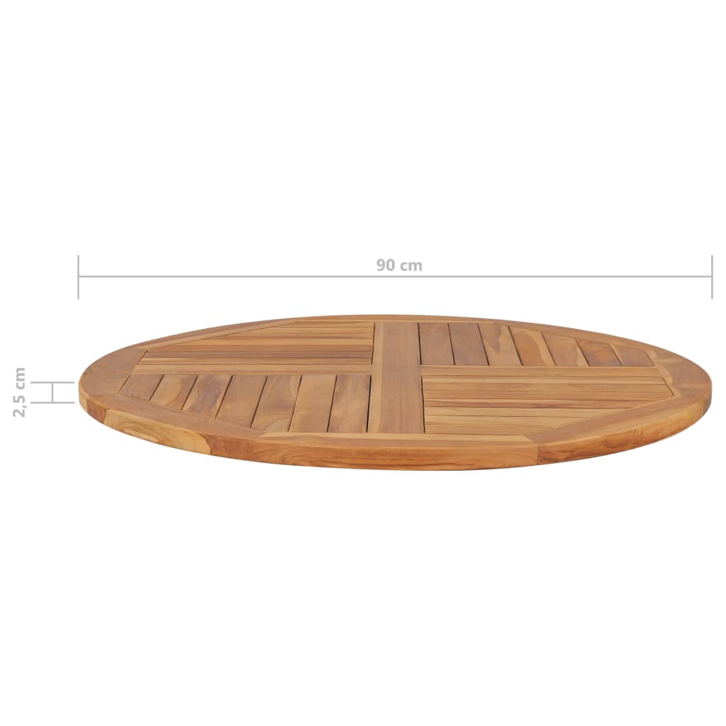Table Top Solid Teak Wood Round 2,5 cm 90 cm