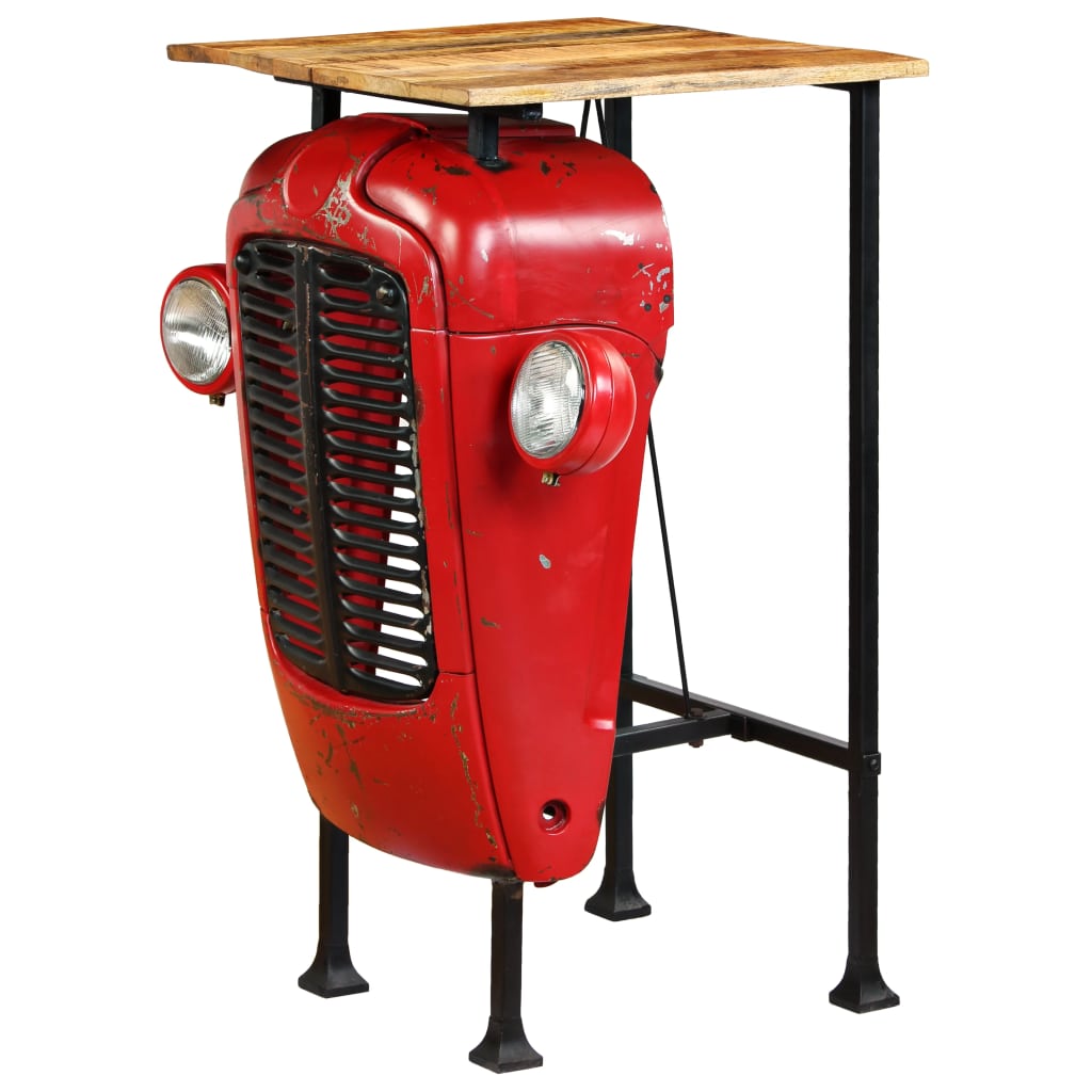 Tractor Bar Table Solid Mango Wood Red 60x60x107 cm