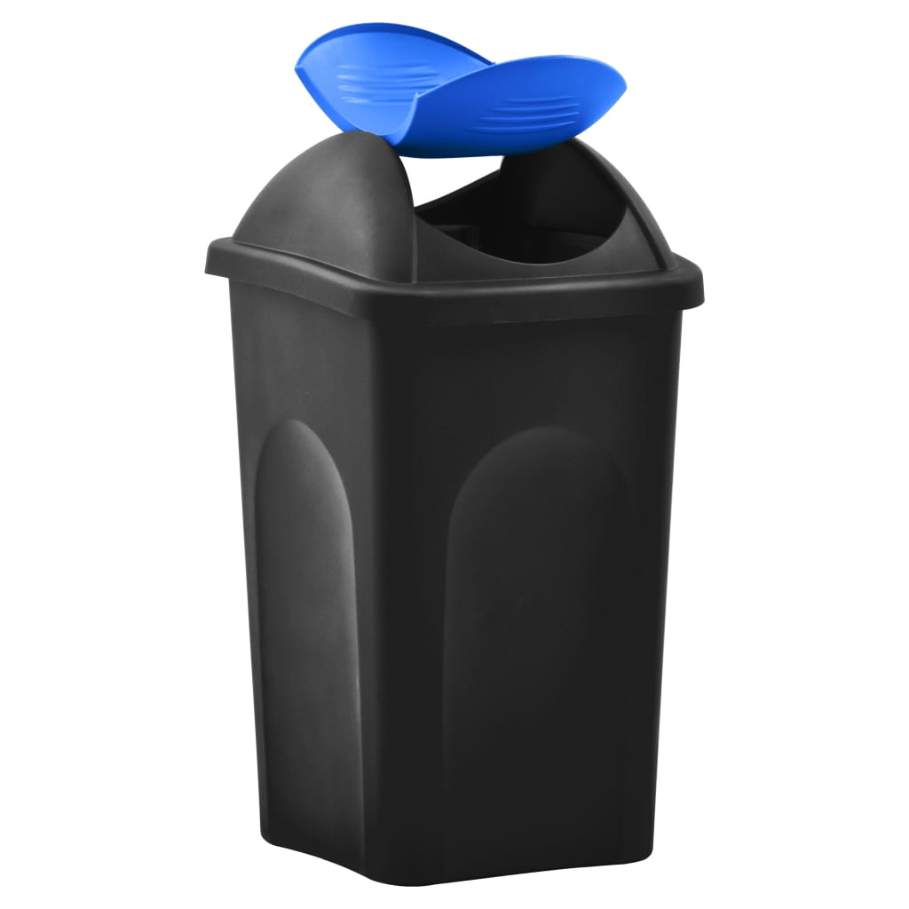 Trash Bin with Swing Lid 60L Black and Blue