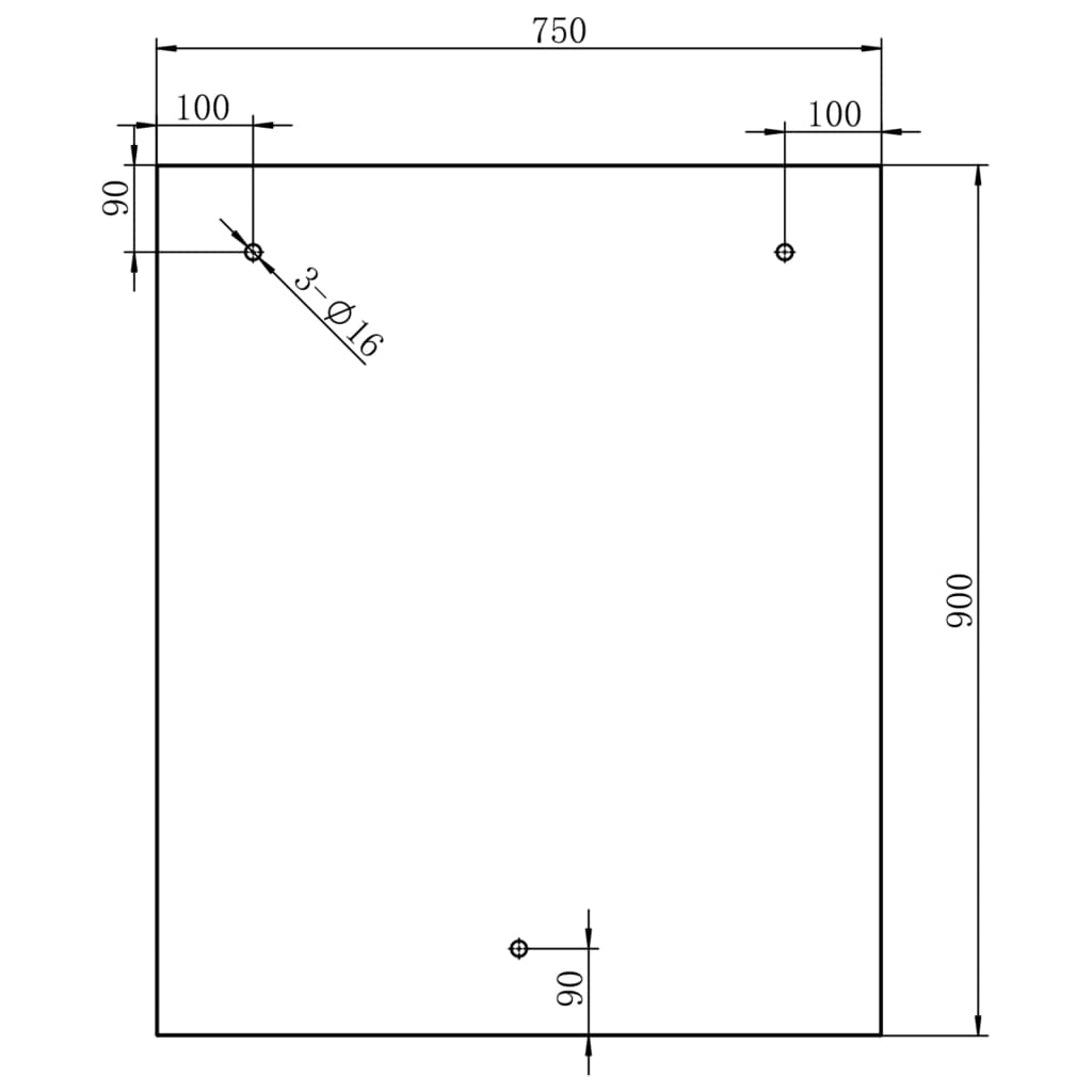 VSG Safety Glass Canopy Front Door 90x75 cm Stainless Steel