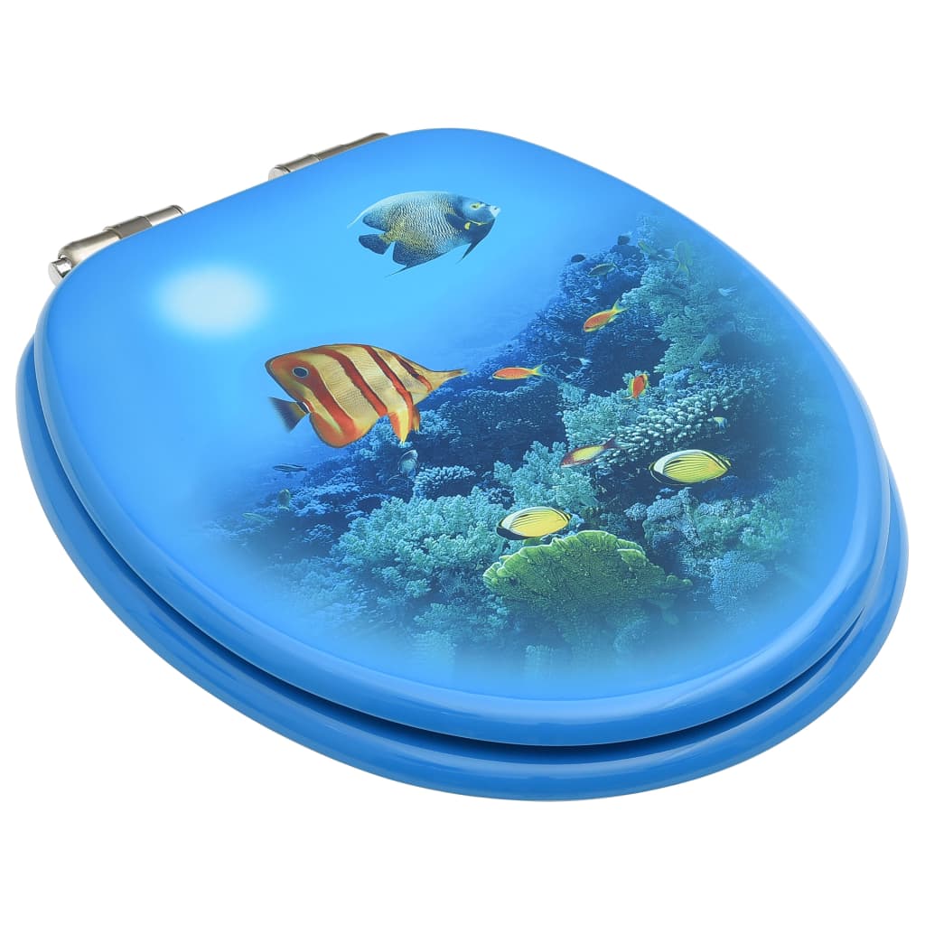 WC Toilet Seat with Soft Close Lid MDF Deep Sea Design