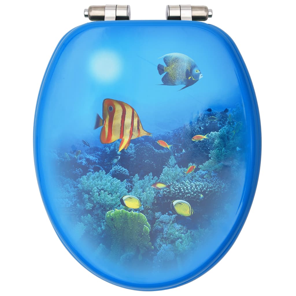 WC Toilet Seat with Soft Close Lid MDF Deep Sea Design