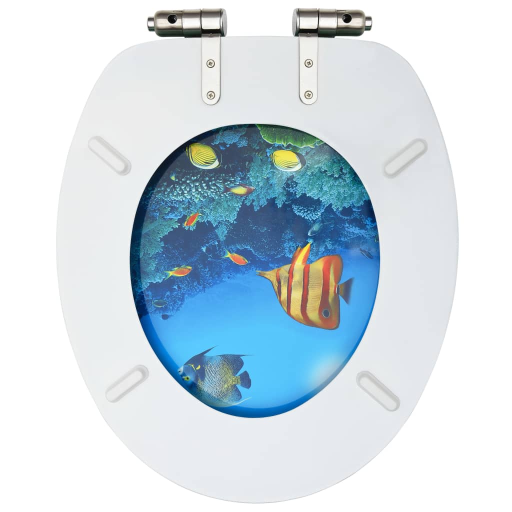 WC Toilet Seat with Soft Close Lid MDF Deep Sea Design