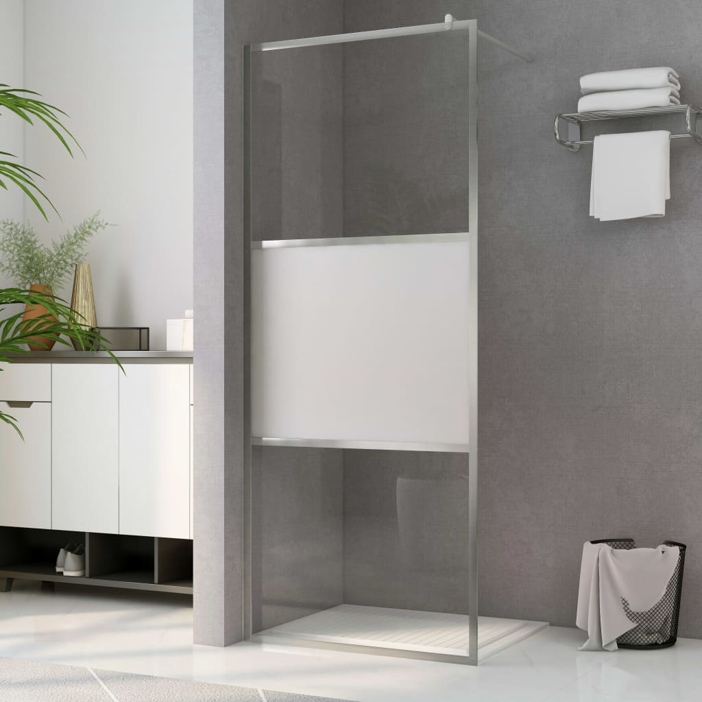 Walkin Shower Wall with Half Frosted ESG Glass 140x195 cm