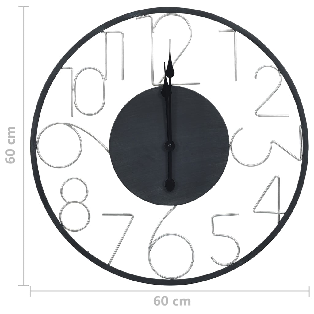 Wall Clock Black 60 cm Metal