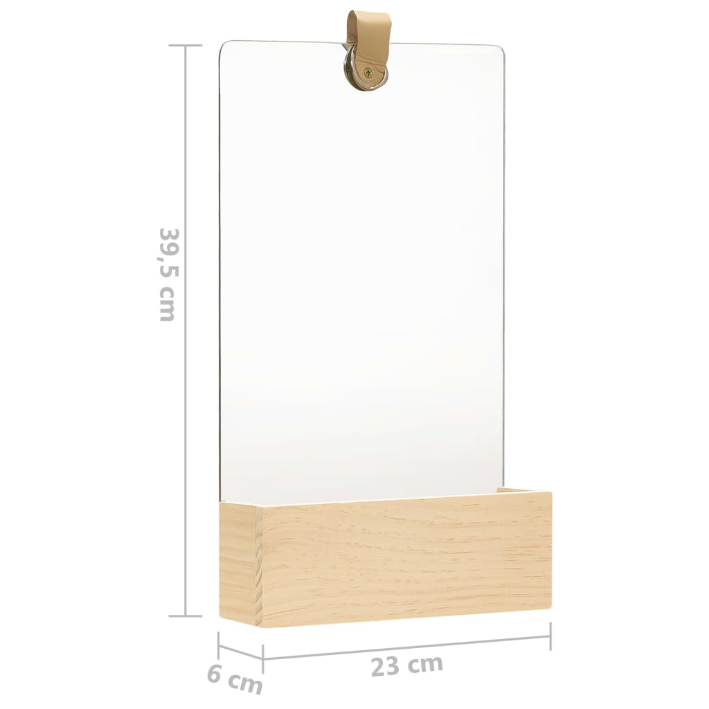 Wall Mirror Solid Pinewood 23x39.5 cm