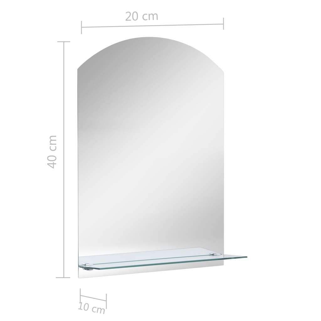Wall Mirror with Shelf 20x40 cm Tempered Glass
