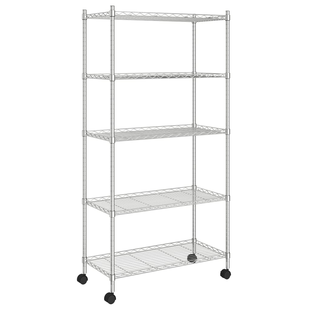 5 Tier Storage Shelf With Wheels, 5 Tier Wire Shelving Rack With Wheels