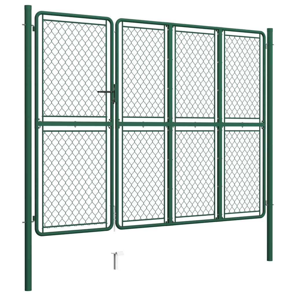 Garden Gate Steel 175x350 cm Green