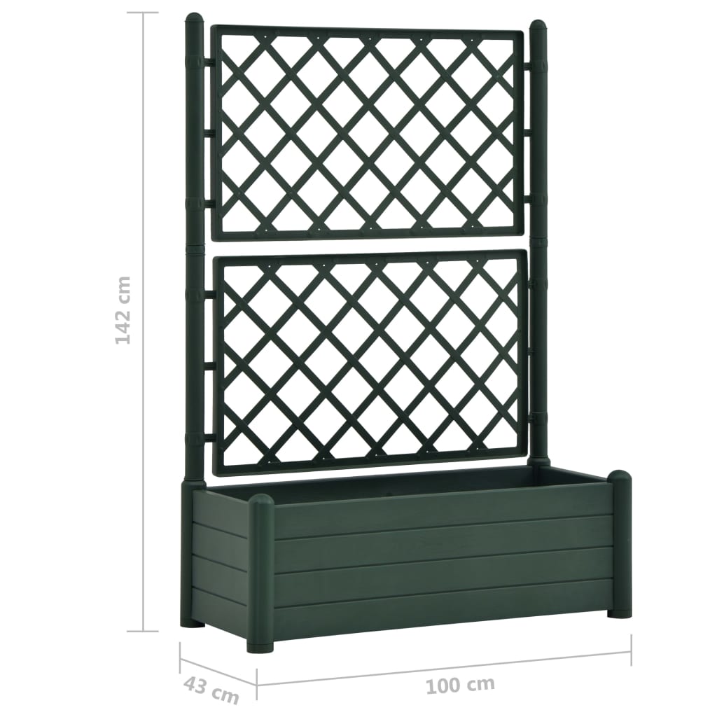 Garden Planter with Trellis 100x43x142 cm PP Green