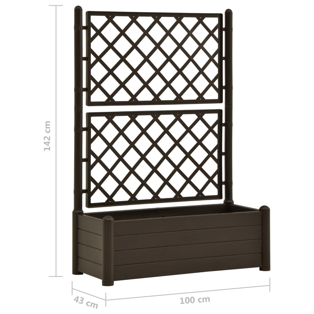 Garden Planter with Trellis 100x43x142 cm PP Mocha
