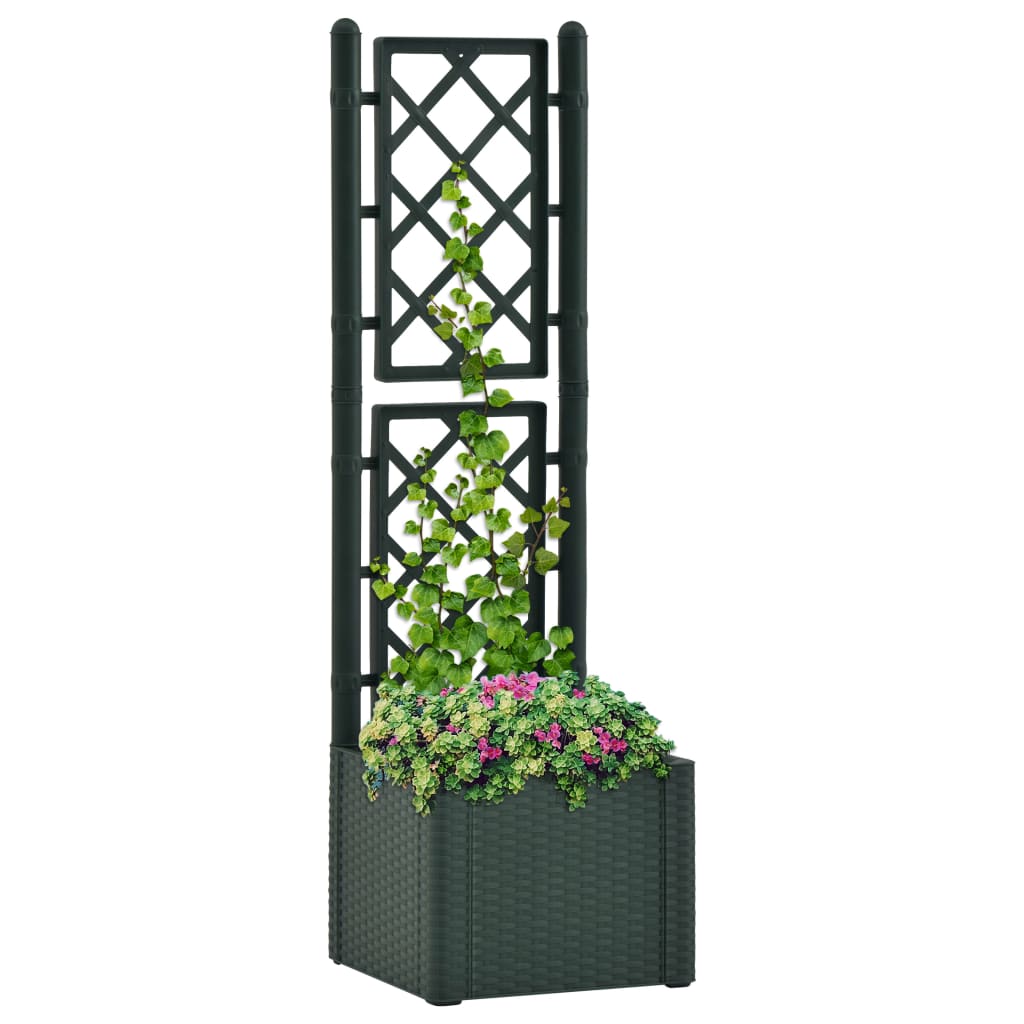 Garden Raised Bed with Trellis and Self Watering System Green