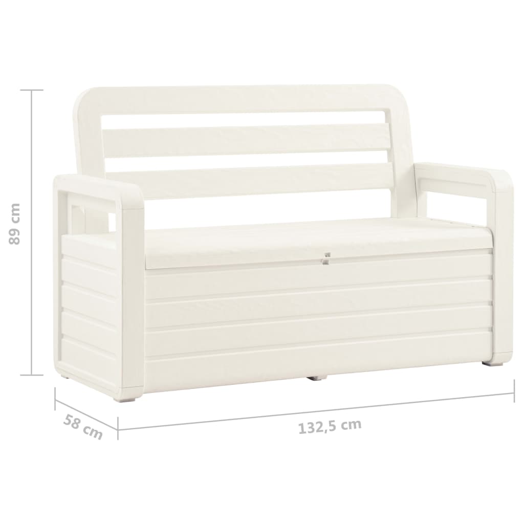 Garden Storage Bench 132.5 cm Plastic White