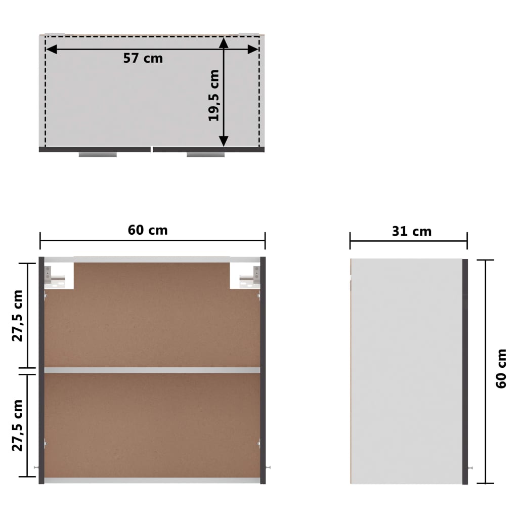 Kitchen Cabinet Grey 60x31x60 cm Chipboard