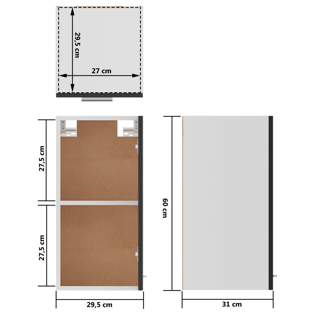 Kitchen Cabinet High Gloss Black 29.5x31x60 cm Chipboard