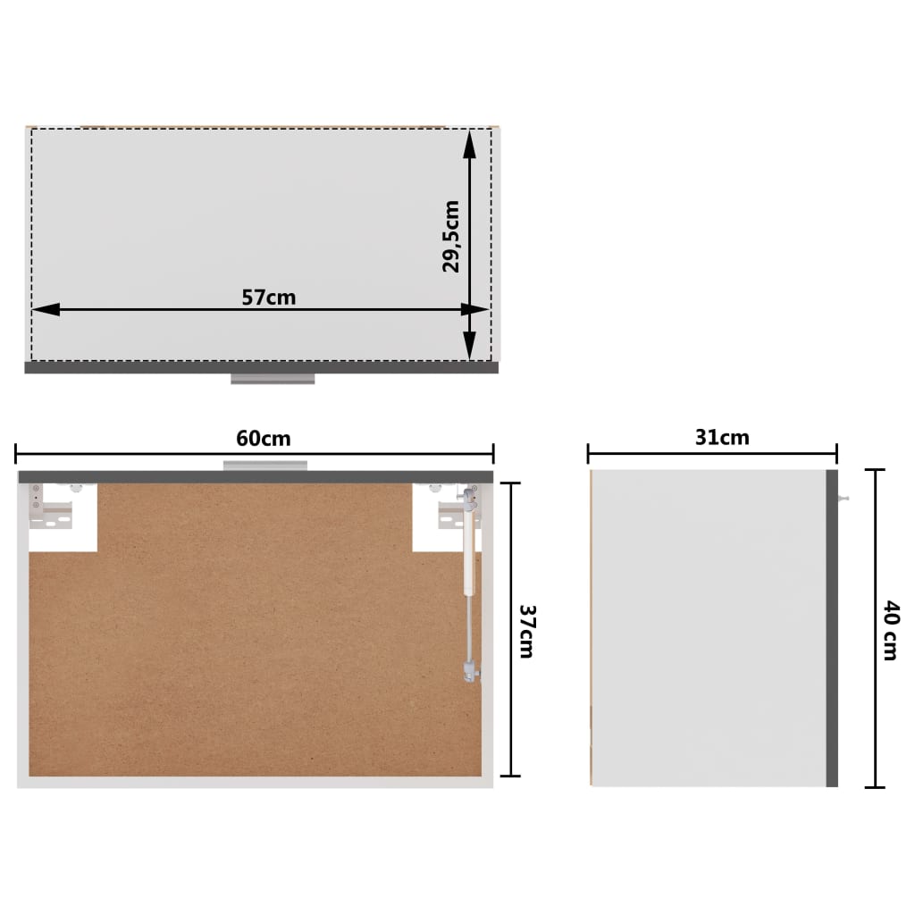 Kitchen Cabinet High Gloss Grey 60x31x40 cm Chipboard