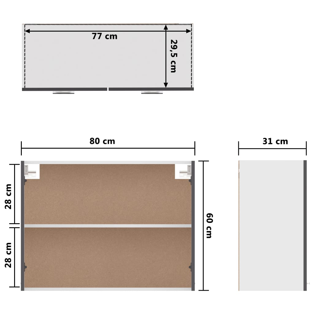 Kitchen Cabinet High Gloss Grey 80x31x60 cm Chipboard