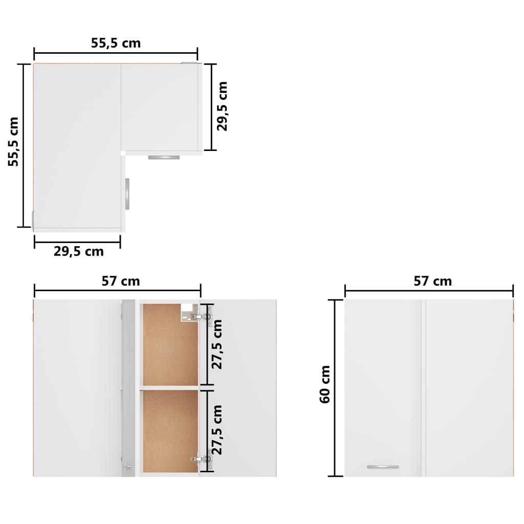 Kitchen Cabinet White 57x57x60 cm Chipboard