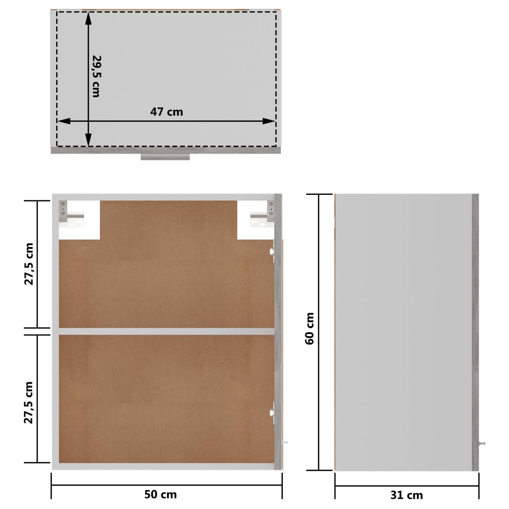 Kitchen Cabinets 2 pcs Concrete Grey 50x31x60 cm Chipboard