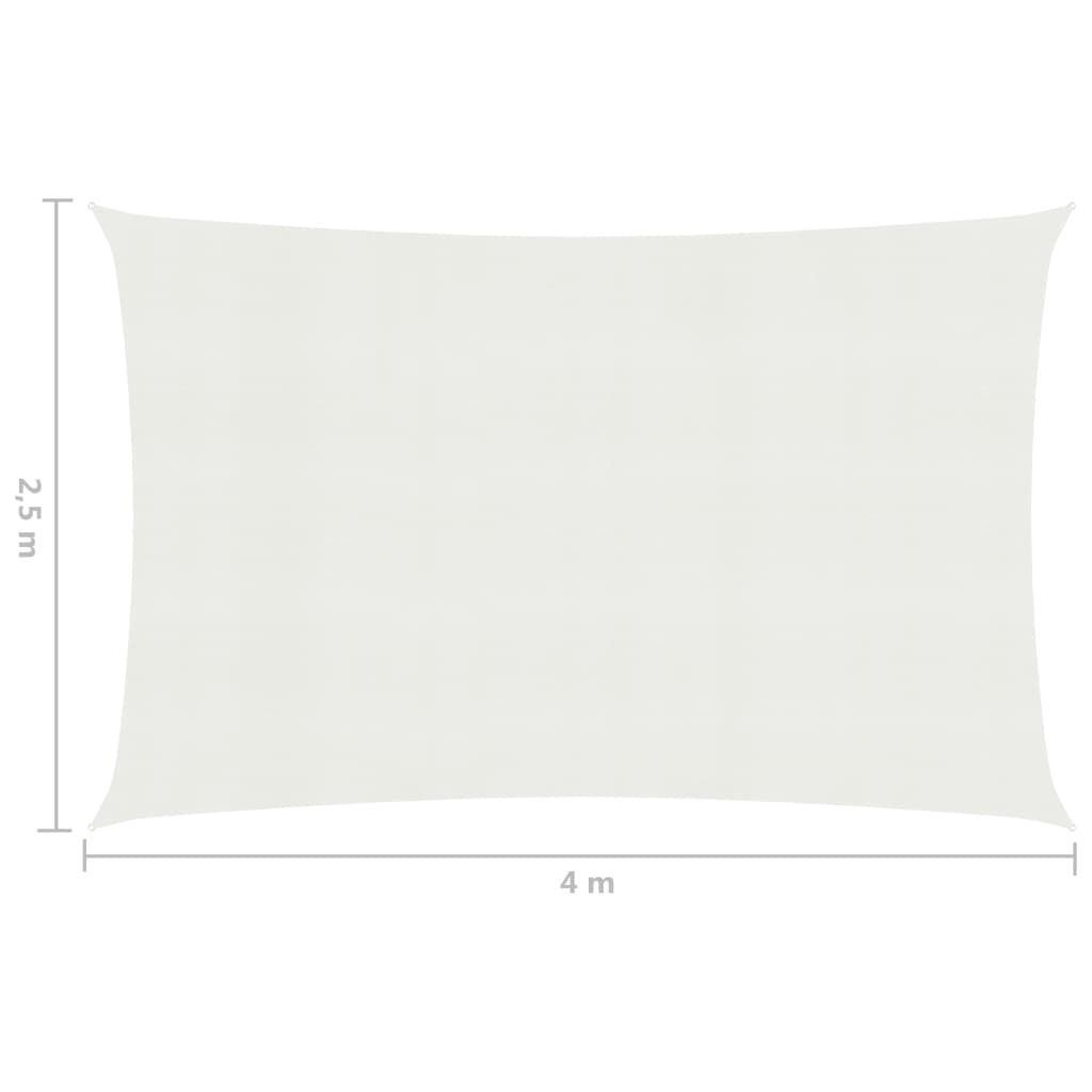 Sunshade Sail 160 g/m² White 2.5x4 m HDPE