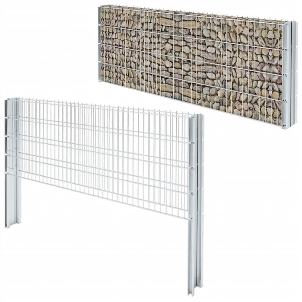 

2D Gabion Fence Galvanised Steel 2.008x0.83 m 10 m (Total Length) Silver