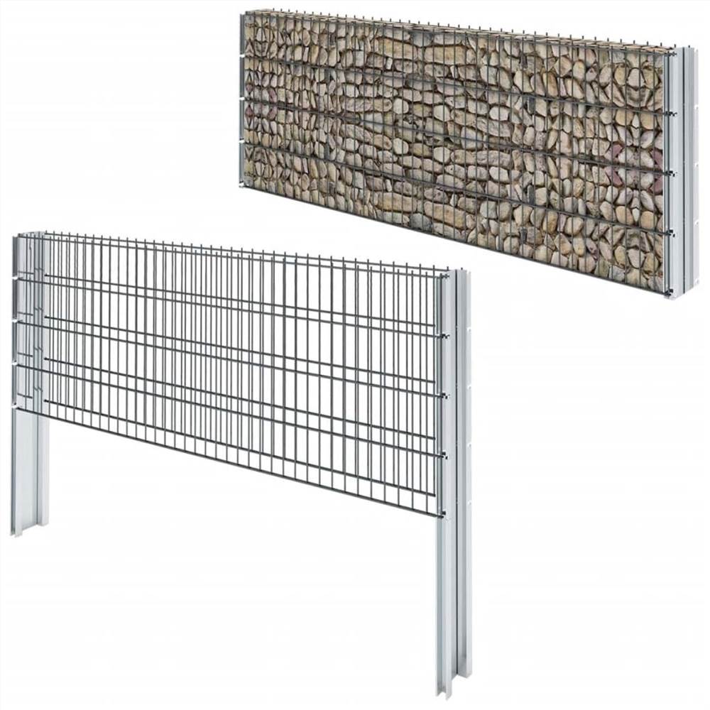 

2D Gabion Fence Galvanised Steel 2.008x0.83 m 6 m (Total Length) Grey