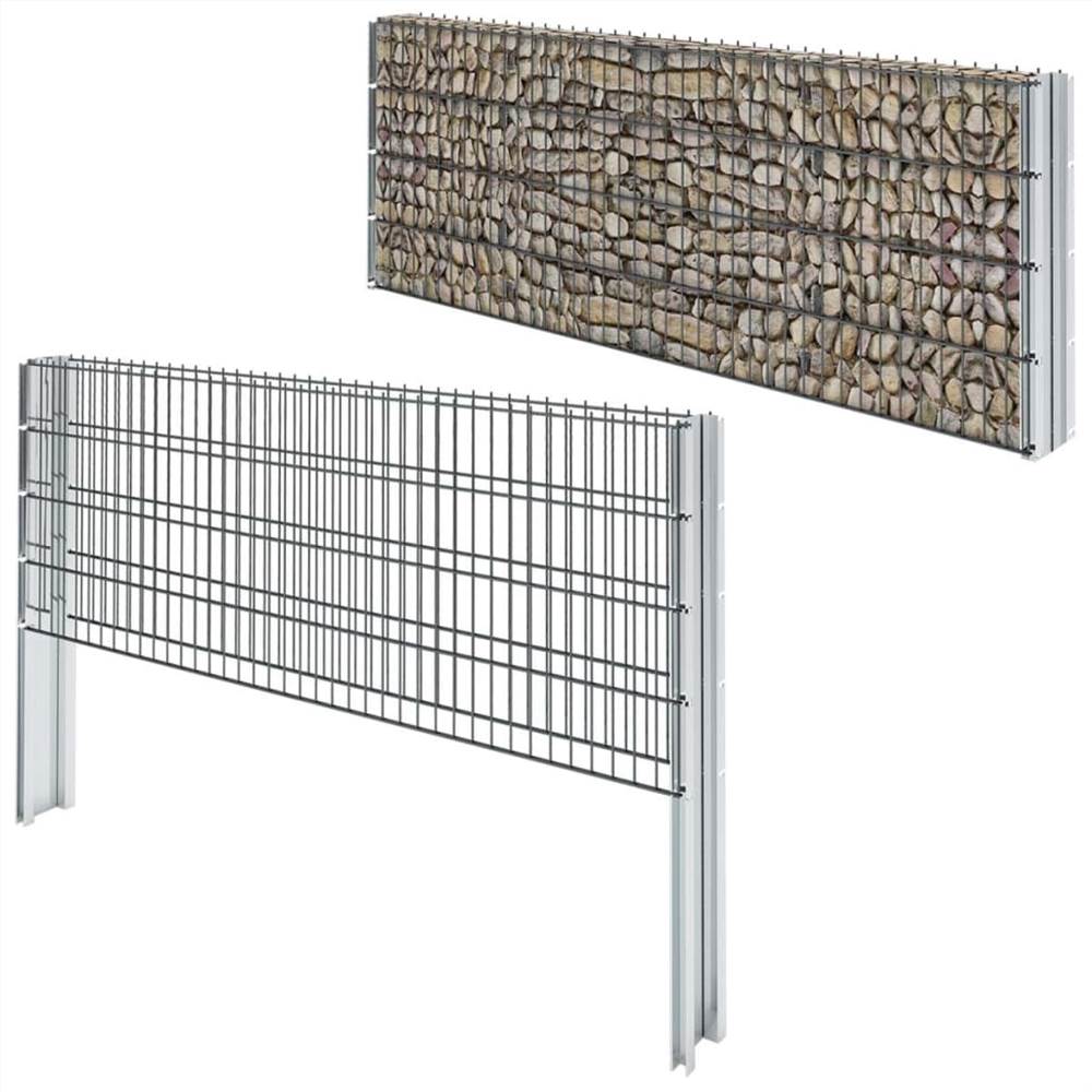 

2D Gabion Fence Galvanised Steel 2.008x0.83 m 8 m (Total Length) Grey
