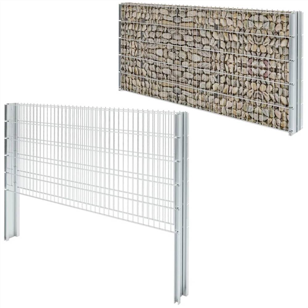

2D Gabion Fence Galvanised Steel 2.008x1.03 m 10 m (Total Length) Silver