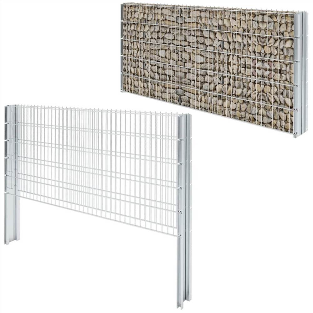 

2D Gabion Fence Galvanised Steel 2.008x1.03 m 4 m (Total Length) Silver