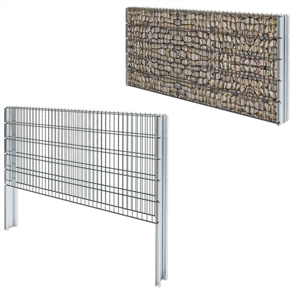 

2D Gabion Fence Galvanised Steel 2.008x1.03 m 8 m (Total Length) Grey