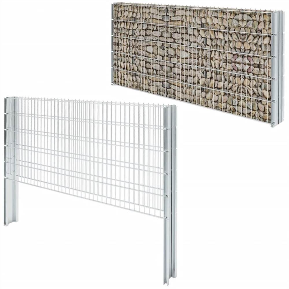 

2D Gabion Fence Galvanised Steel 2.008x1.03 m 8 m (Total Length) Silve