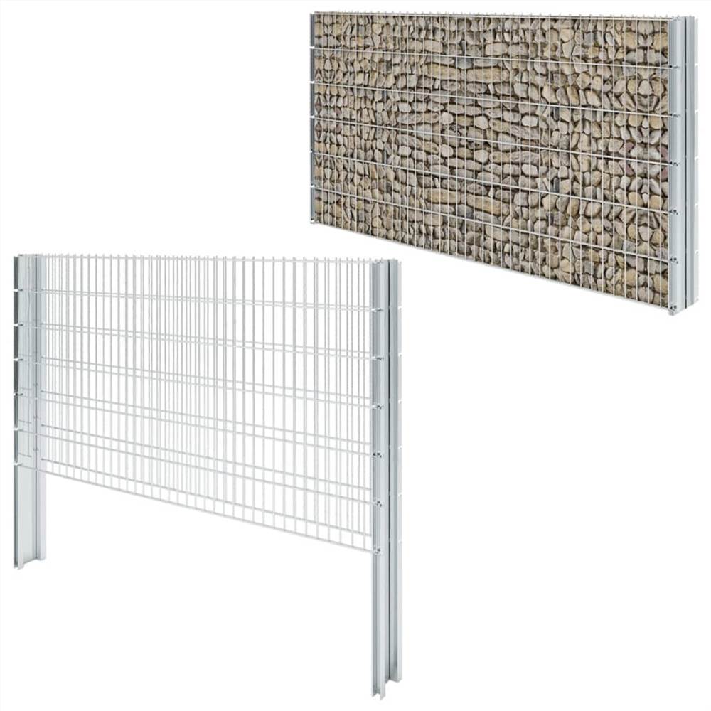 2D Gabion Fence Galvanised Steel 2.008x1.23 m 12 m (Total Length) Silver