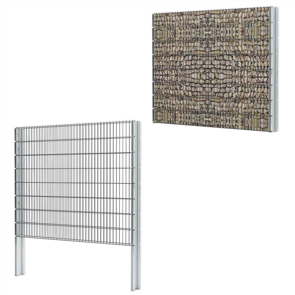 

2D Gabion Fence Galvanised Steel 2.008x1.63 m 6 m (Total Length) Grey