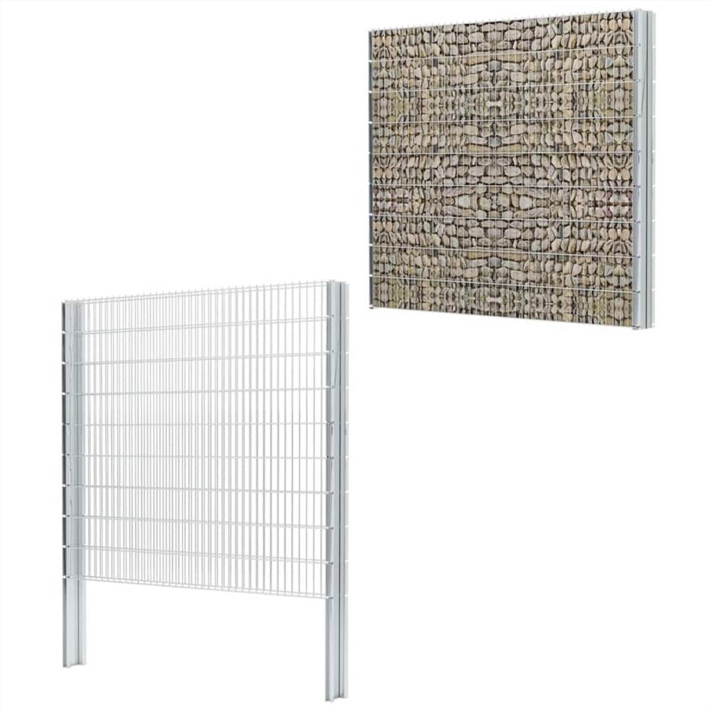 

2D Gabion Fence Galvanised Steel 2.008x1.83 m 8 m (Total Length) Silver