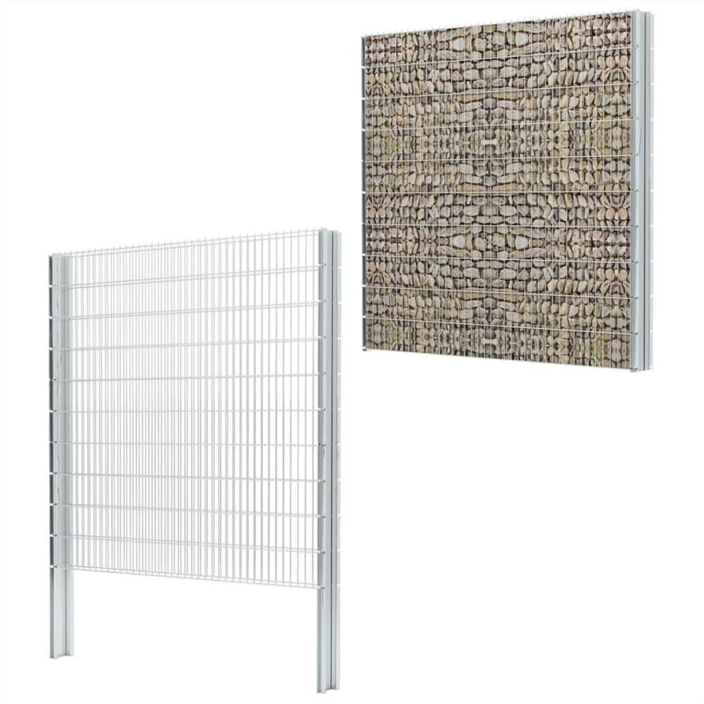 

2D Gabion Fence Galvanised Steel 2.008x2.03 m 18 m (Total Length) Silver
