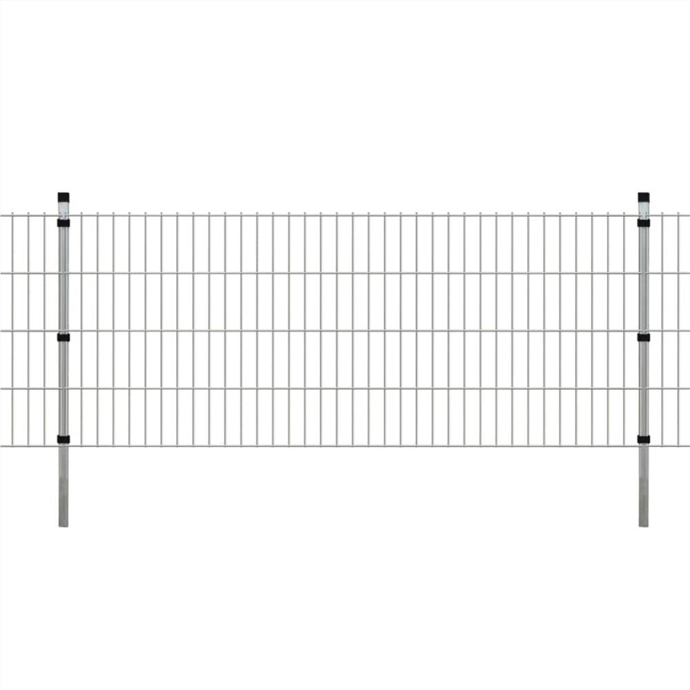 2D Garden Fence Panel & Posts 2008x830 mm 2 m Silver