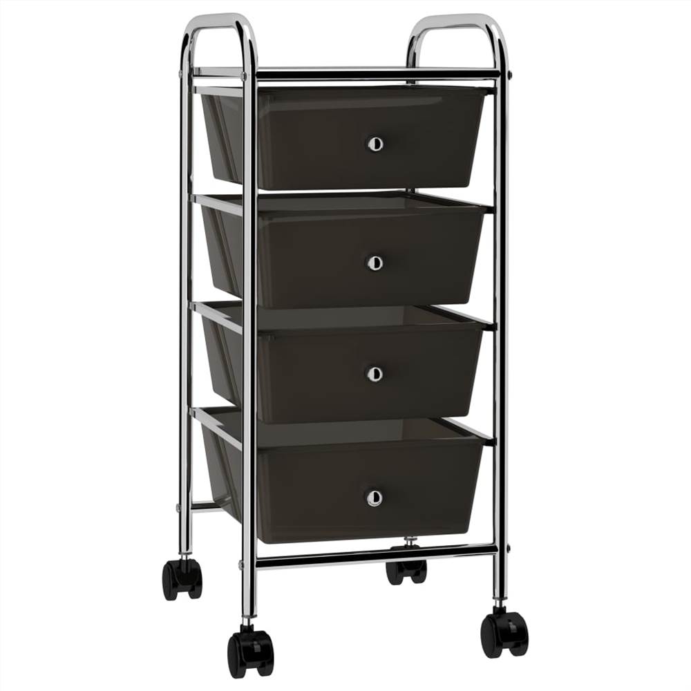 

4-Drawer Mobile Storage Trolley Black Plastic