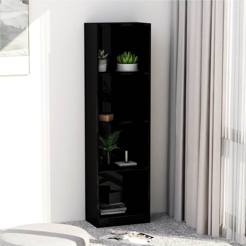 

4-Tier Book Cabinet High Gloss Black 40x24x142 cm Chipboard