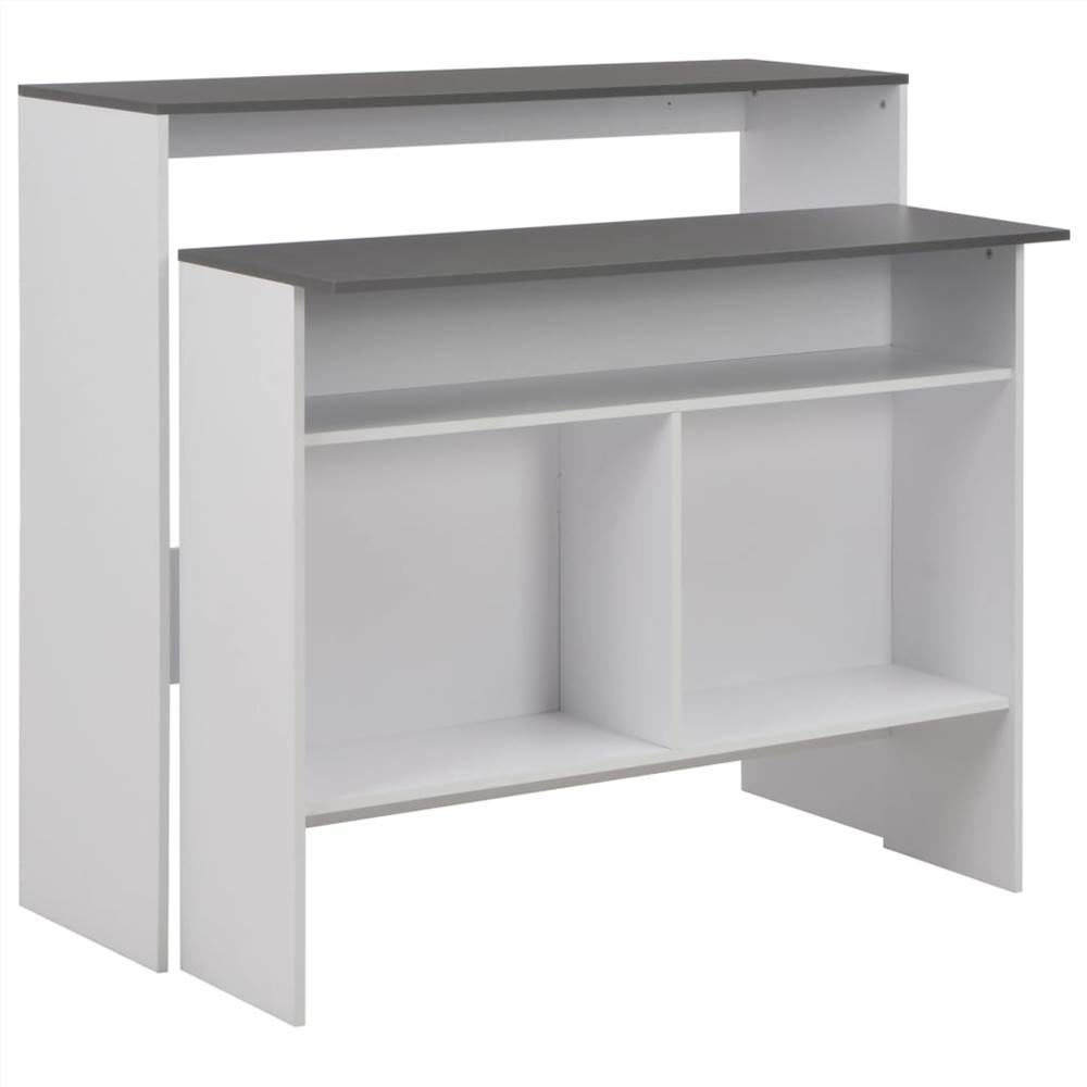 

Bar Table with 2 Table Tops White and Grey 130x40x120 cm