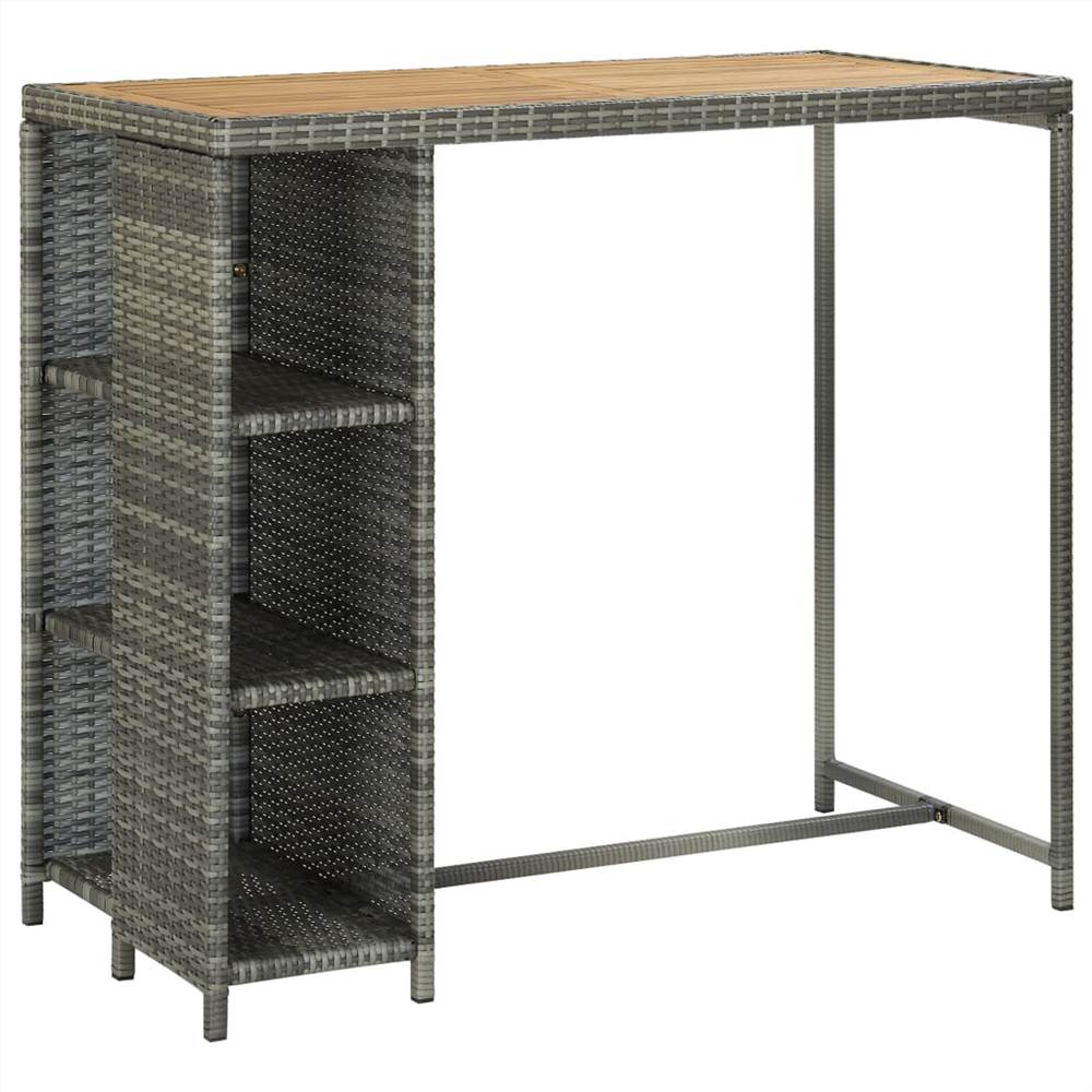 

Bar Table with Storage Rack Grey 120x60x110 cm Poly Rattan