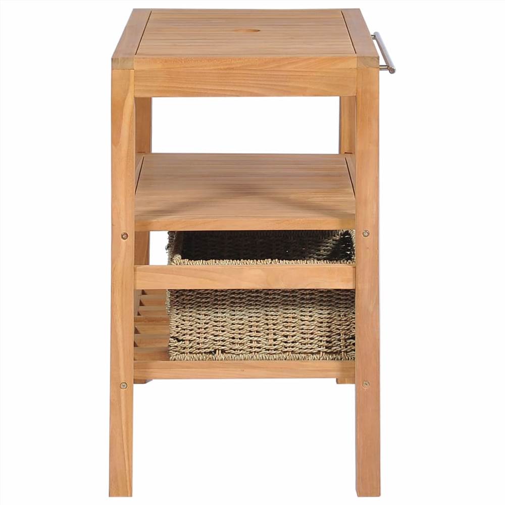 Bathroom Vanity Cabinet with 2 Baskets Solid Teak 74x45x75 cm