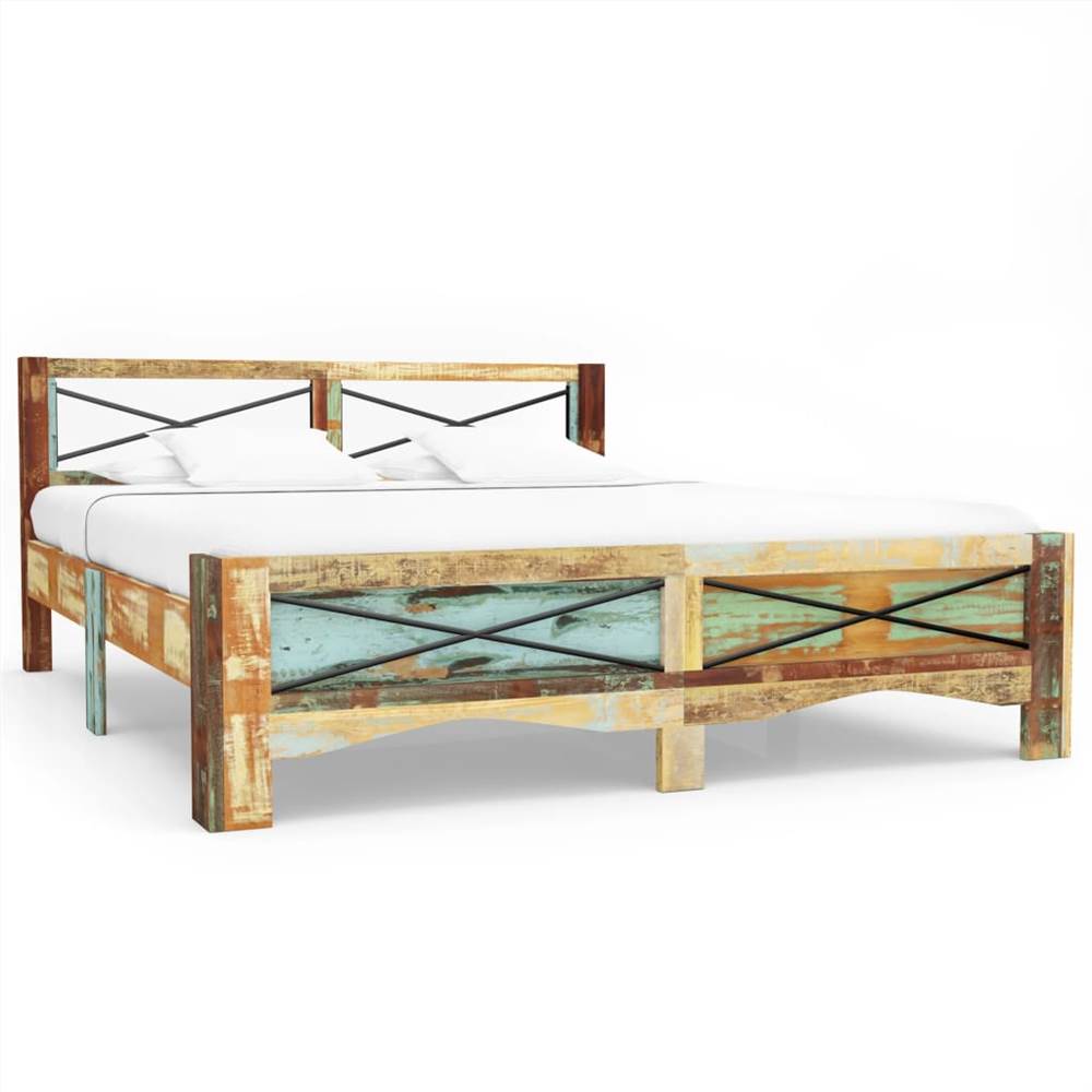 Bed Frame Solid Reclaimed Wood 160x200 Cm, Reclaimed Bed Frame