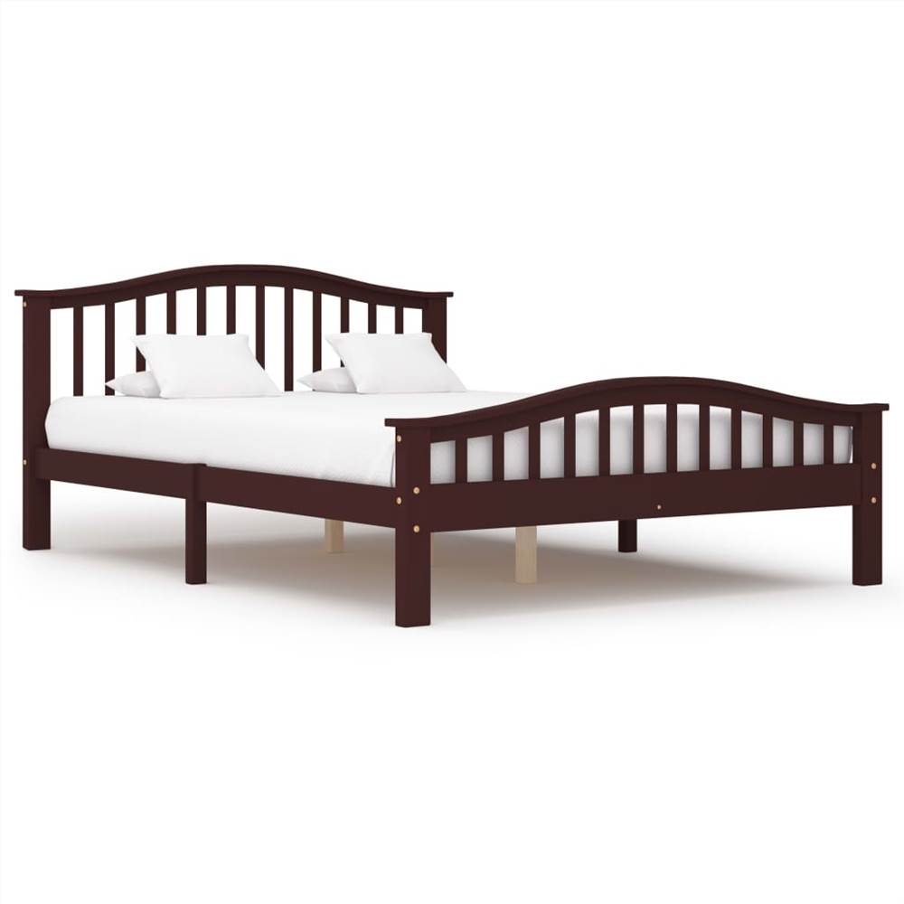 Bed Frame with 2 Drawers Dark Brown Solid Pine Wood 140x200 cm