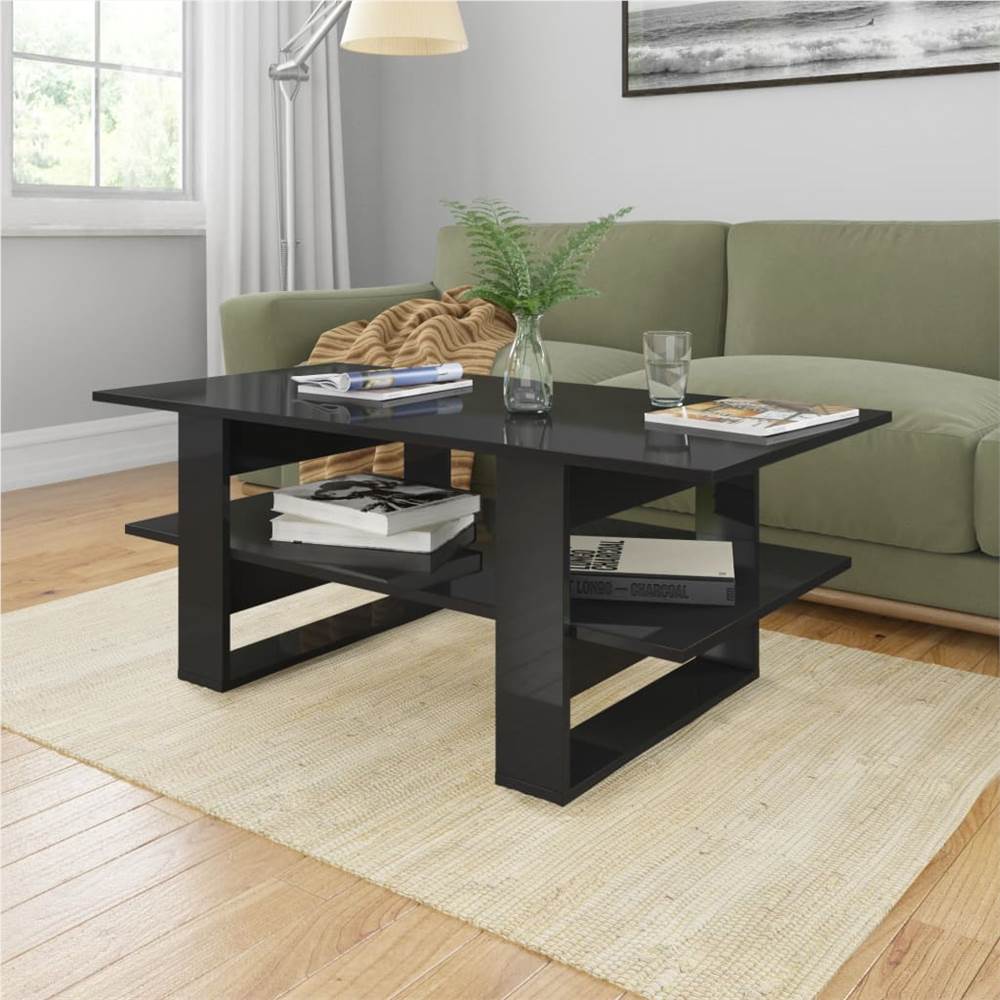 

Coffee Table High Gloss Black 110x55x42 cm Chipboard